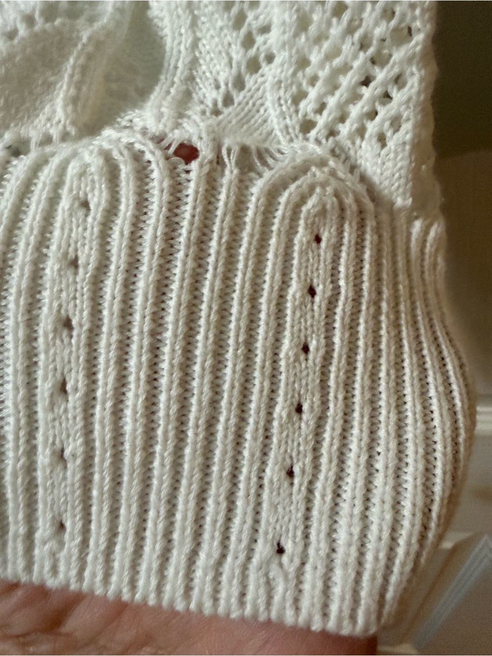 Sundance Meadow Mornings Sweater M Ivory Cotton Linen Pointelle Crochet NWOT - Picture 4 of 7